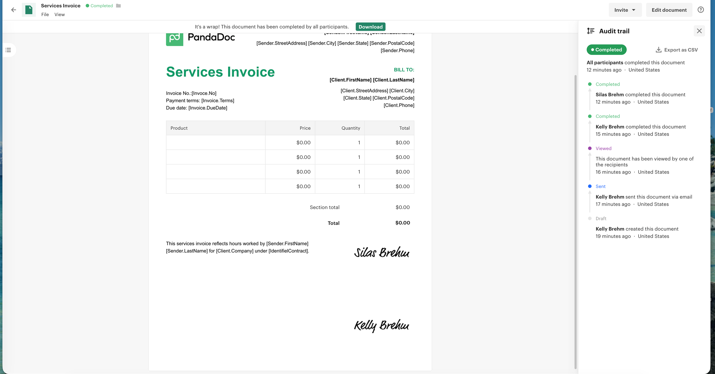 Document builder — contracts and templates