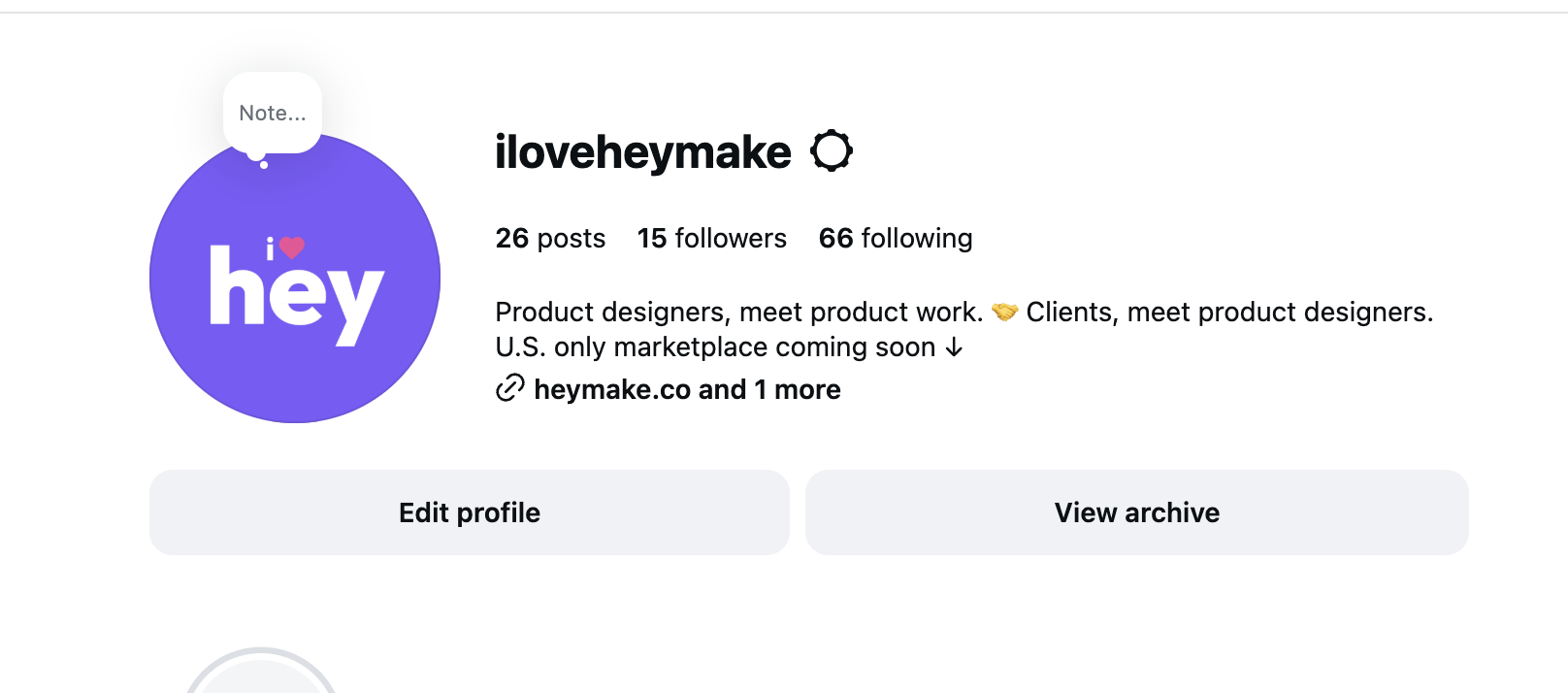 Heymake Instagram profile header