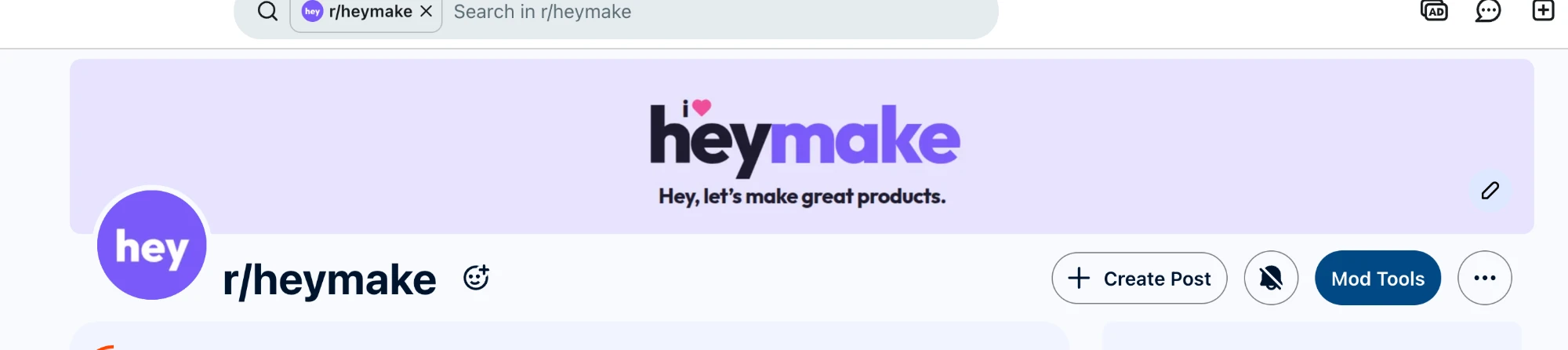 Heymake subreddit header